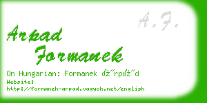 arpad formanek business card